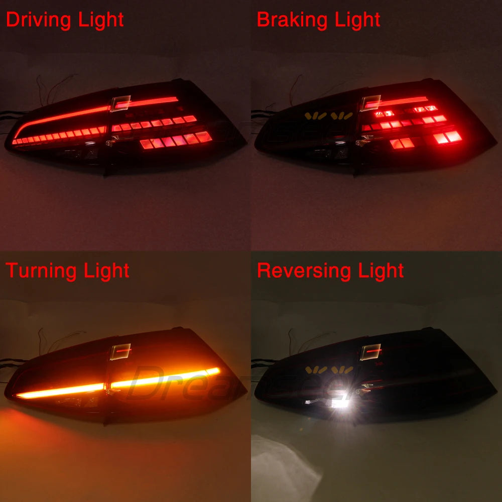 LED Tail Light Assembly for Volkswagen Golf Mk7 (2013-2020) – Dynamic Sequential Turn Signal, Brake, Reverse & Fog Lamp