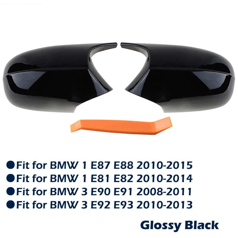 BMW E90 E91 E92 E93 E81 E87 E82 E88 3 1 Series Side Mirror Cover M-Style Carbon Fibre/Gloss Black