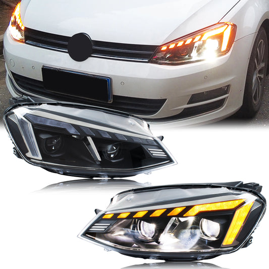 LED Headlight Assembly for Volkswagen Golf 7 Mk7 (2015-2017) – Start-Up Animation & Sequential Turn Signal