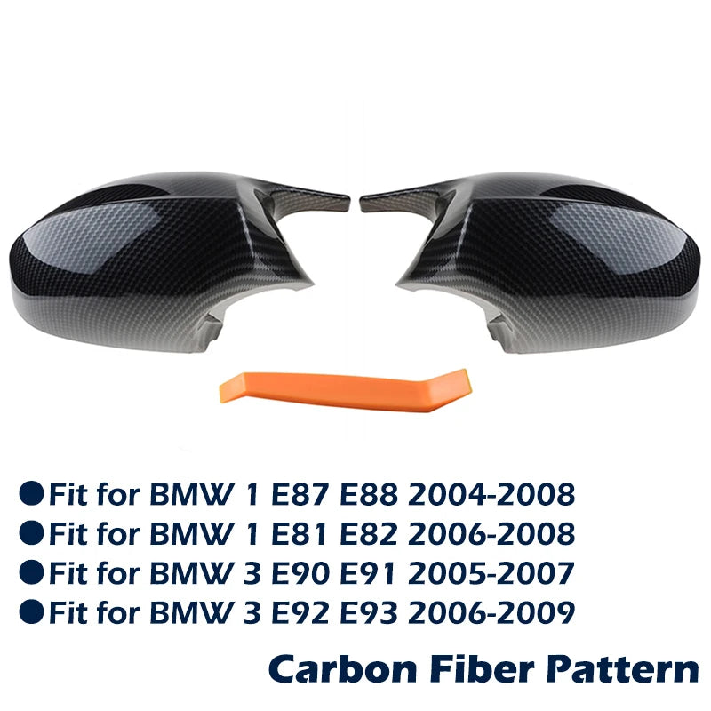 BMW E90 E91 E92 E93 E81 E87 E82 E88 3 1 Series Side Mirror Cover M-Style Carbon Fibre/Gloss Black