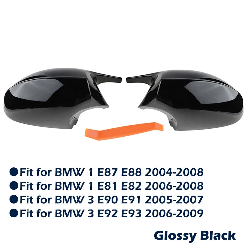 BMW E90 E91 E92 E93 E81 E87 E82 E88 3 1 Series Side Mirror Cover M-Style Carbon Fibre/Gloss Black