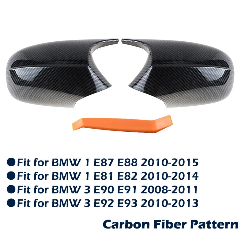 BMW E90 E91 E92 E93 E81 E87 E82 E88 3 1 Series Side Mirror Cover M-Style Carbon Fibre/Gloss Black