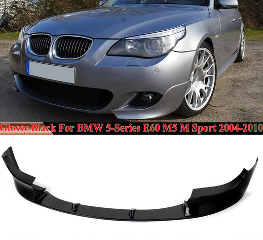 Glossy Black M Sport Front Bumper Lip Splitter for BMW 5 Series E60 M5 (2004-2010)